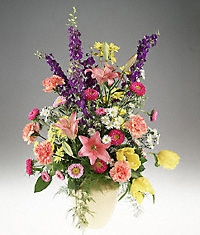 Spring flowers vase arrangement
