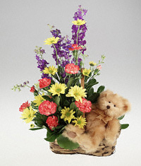Flowers with plush bear