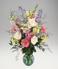 Pastel flowers in a vase