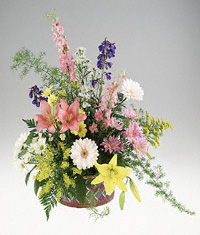 Basket of mixed flowers