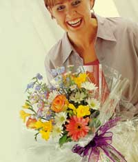 Cellophane-wrapped bouquet