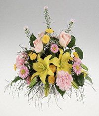 Container arrangement in pastel colors