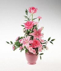 Pink flower arrangement in a vase