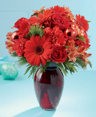  Crimson & Evergreen Bouquet  