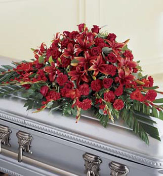 Red Splendor Casket Spray