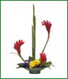 Ginger and roses combine to create a stunning tropical centerpiece.