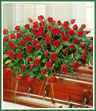 Beautiful red roses in a full-couch casket spray